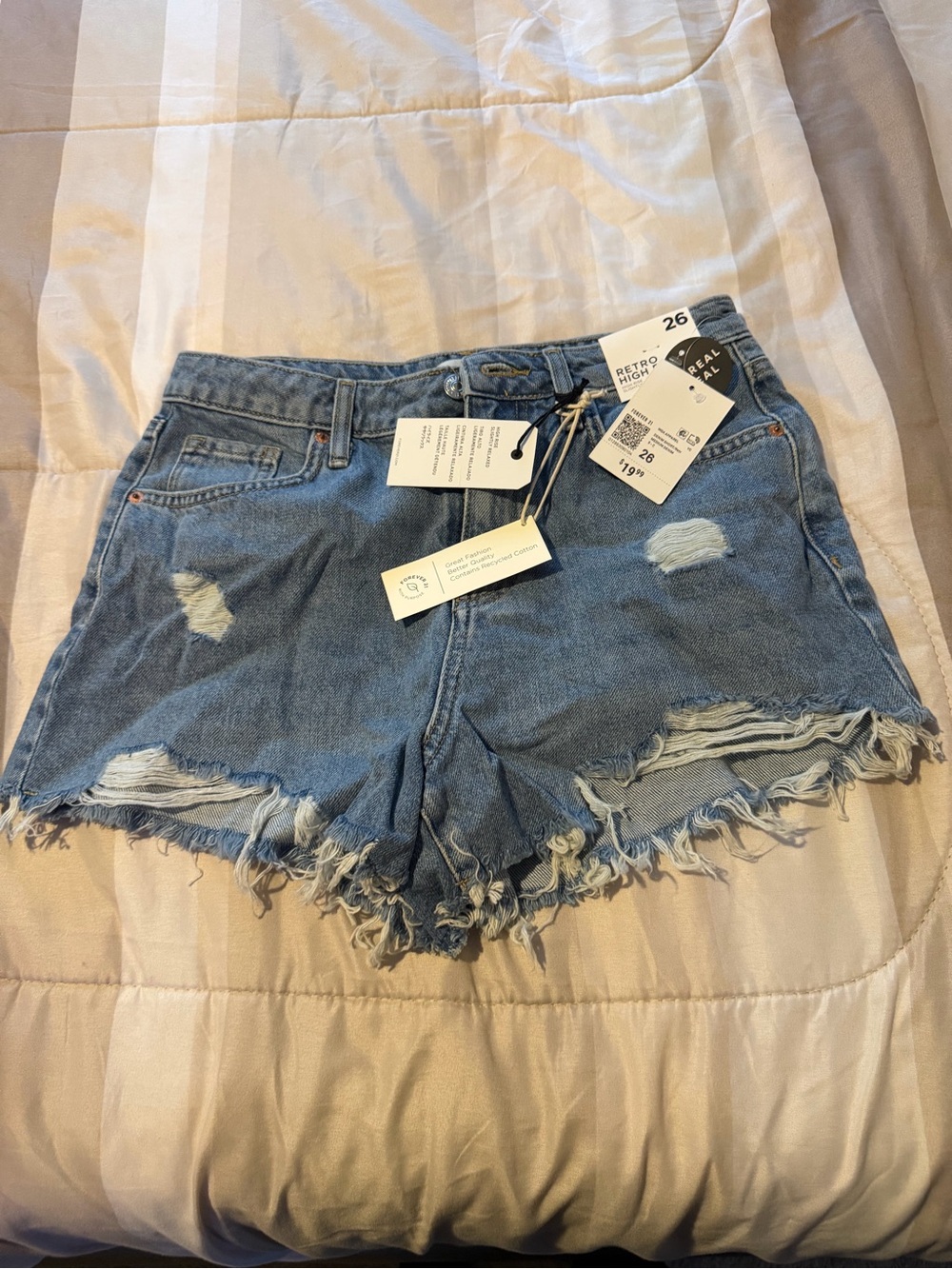 Forever 21 Light Blue Distressed Denim Cutoff Shorts